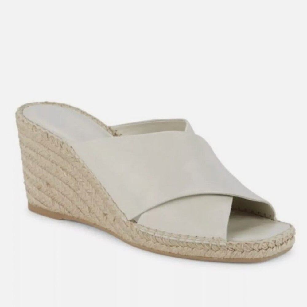 Vince Gaelan Square Toe Crossover Espadrille Wedge Sandals Shoes